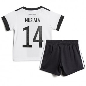 Maillot de foot Allemagne Jamal Musiala #14 Domicile enfant Monde 2022 Manches Courte (+ pantalon court)